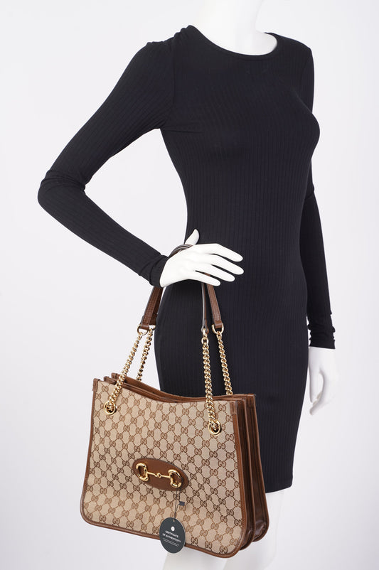 Gucci Lou Monogram Chain Canvas Tote
