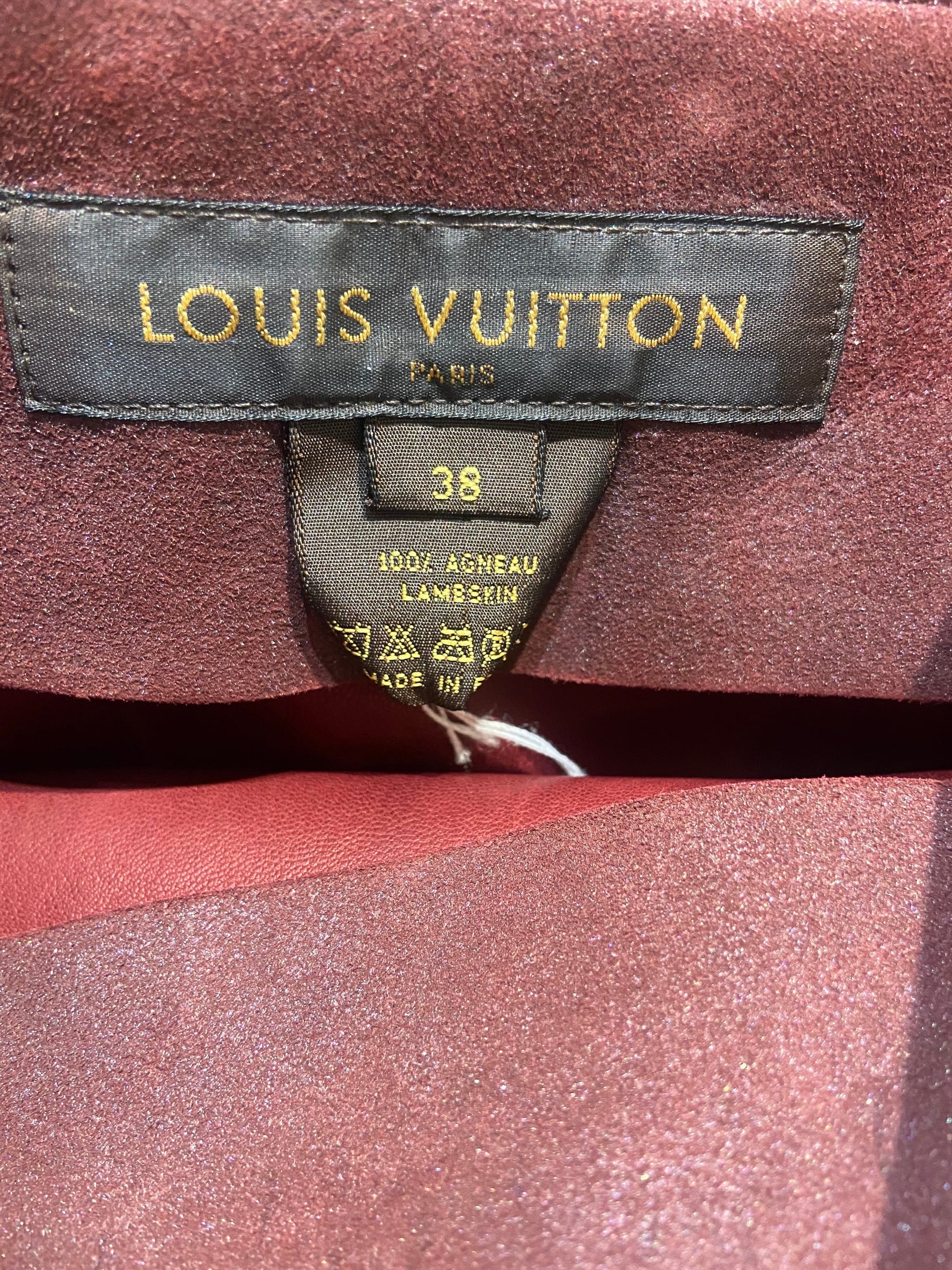 LOUIS VUITTON BELTED AGNEAU LAMBSKIN SKIRT