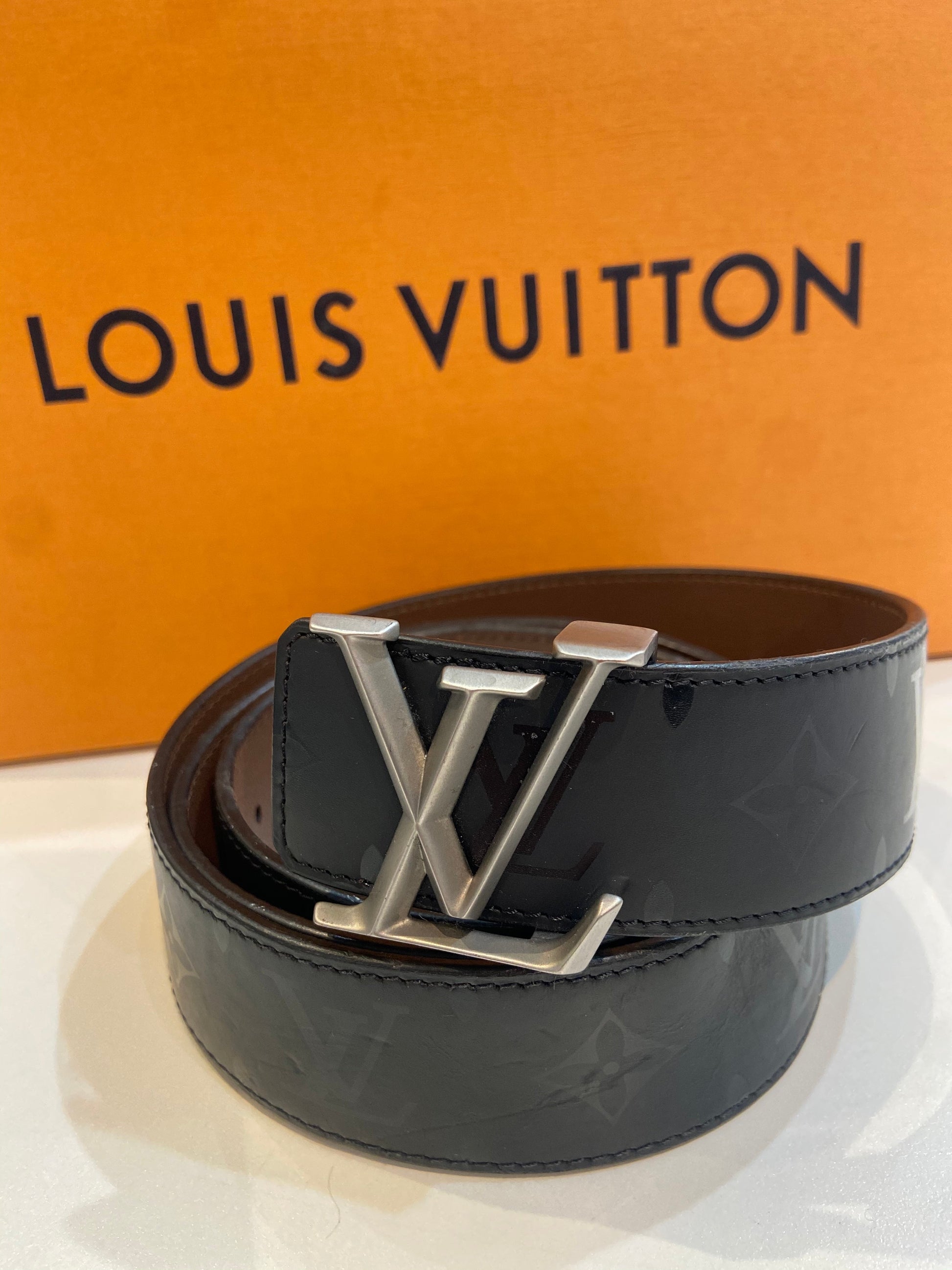 LOUIS VUITTON BLACK MONOGRAM LV BUCKLE BELT