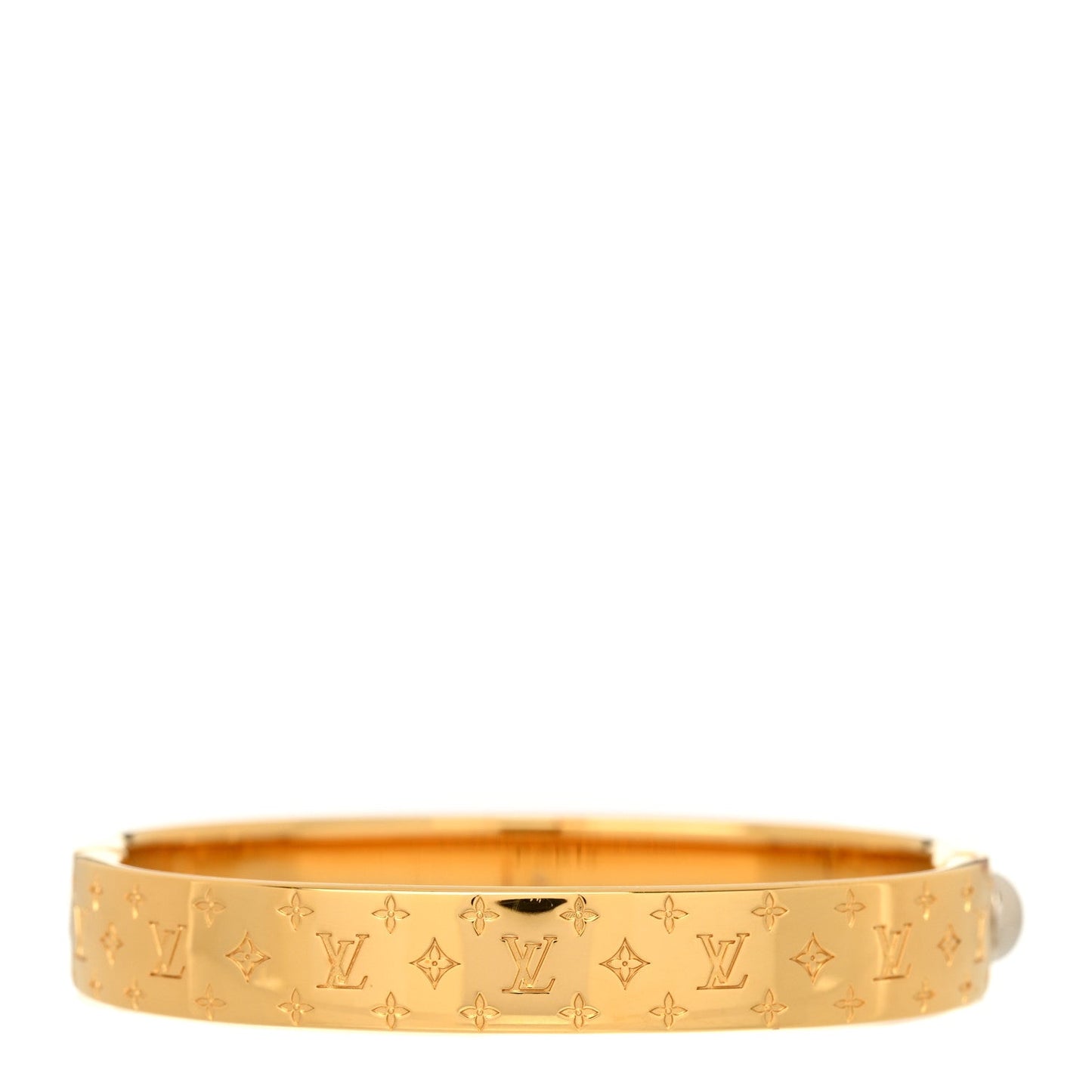 LOUIS VUITTON BRASS MONOGRAM NANOGRAM CUFF BRACELET