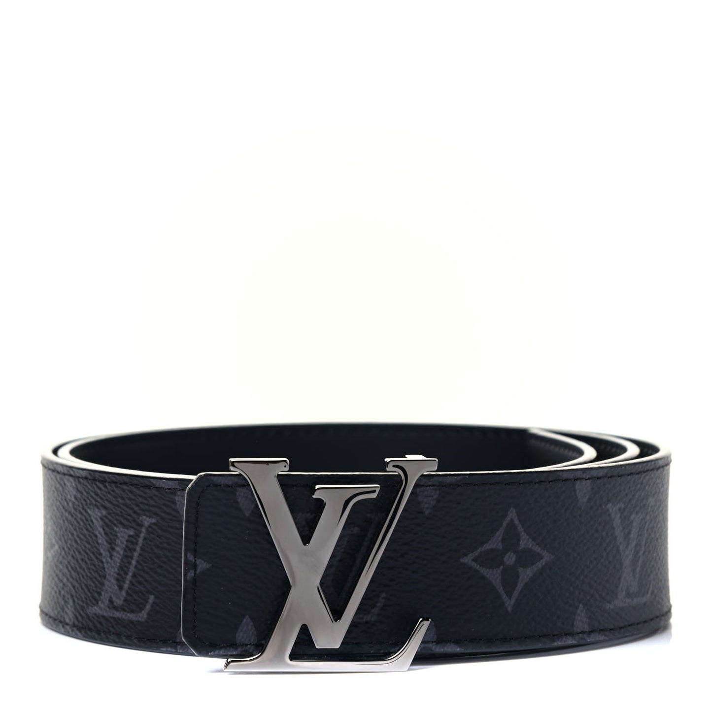 LOUIS VUITTON CALFSKIN MONOGRAM ECLIPSE LV INITIALS REVERSIBLE BELT