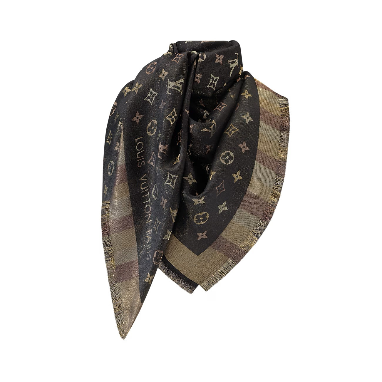 LOUIS VUITTON CHALE MONOGRAM SO SHINE SILK SCARF