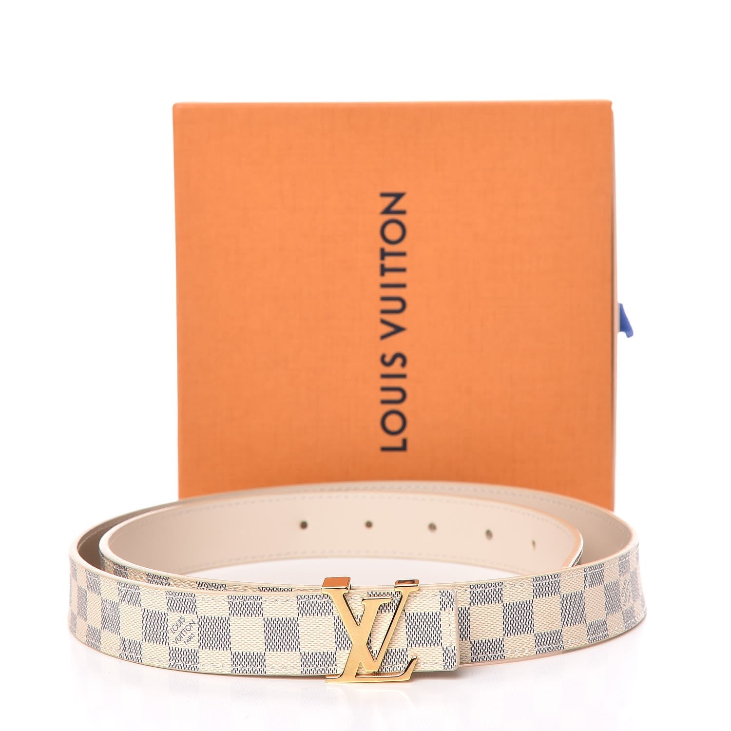 LOUIS VUITTON DAMIER AZUR LV INITIALS BELT