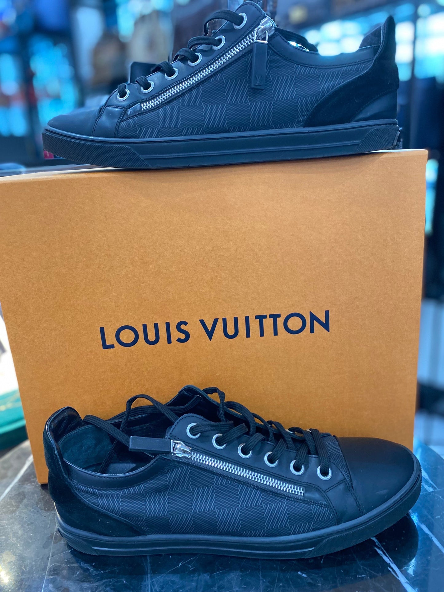 LOUIS VUITTON DAMIER GRAPHITE AVENTURE ZIP UP SNEAKERS