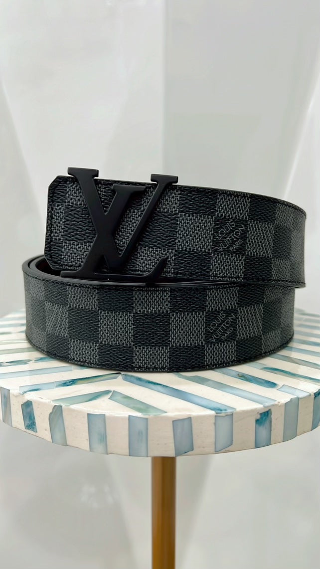 LOUIS VUITTON DAMIER GRAPHITE LV INITIALS BELT
