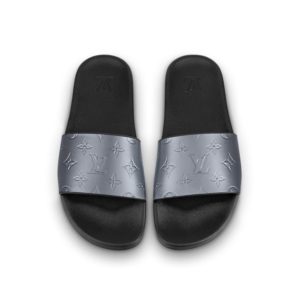 LOUIS VUITTON EMBOSSED MONOGRAM WATERFRONT MULES