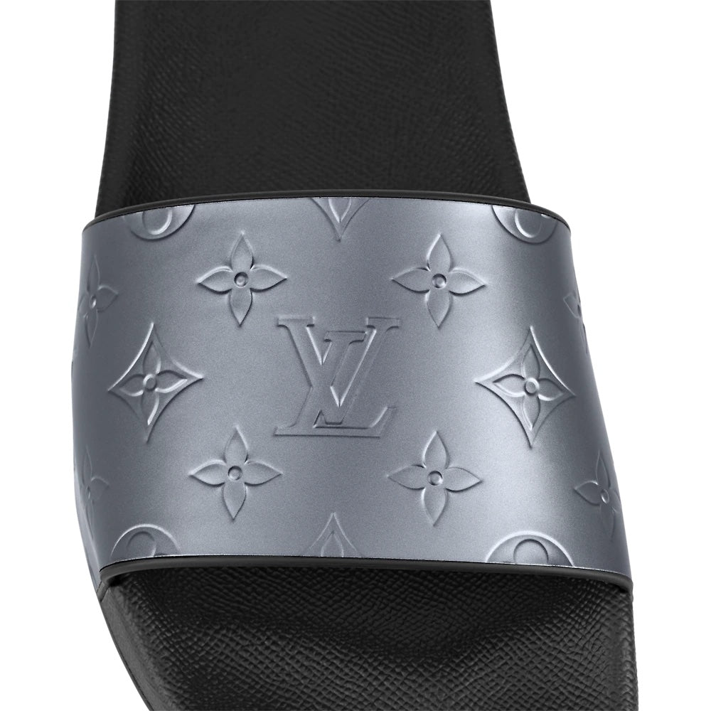 LOUIS VUITTON EMBOSSED MONOGRAM WATERFRONT MULES