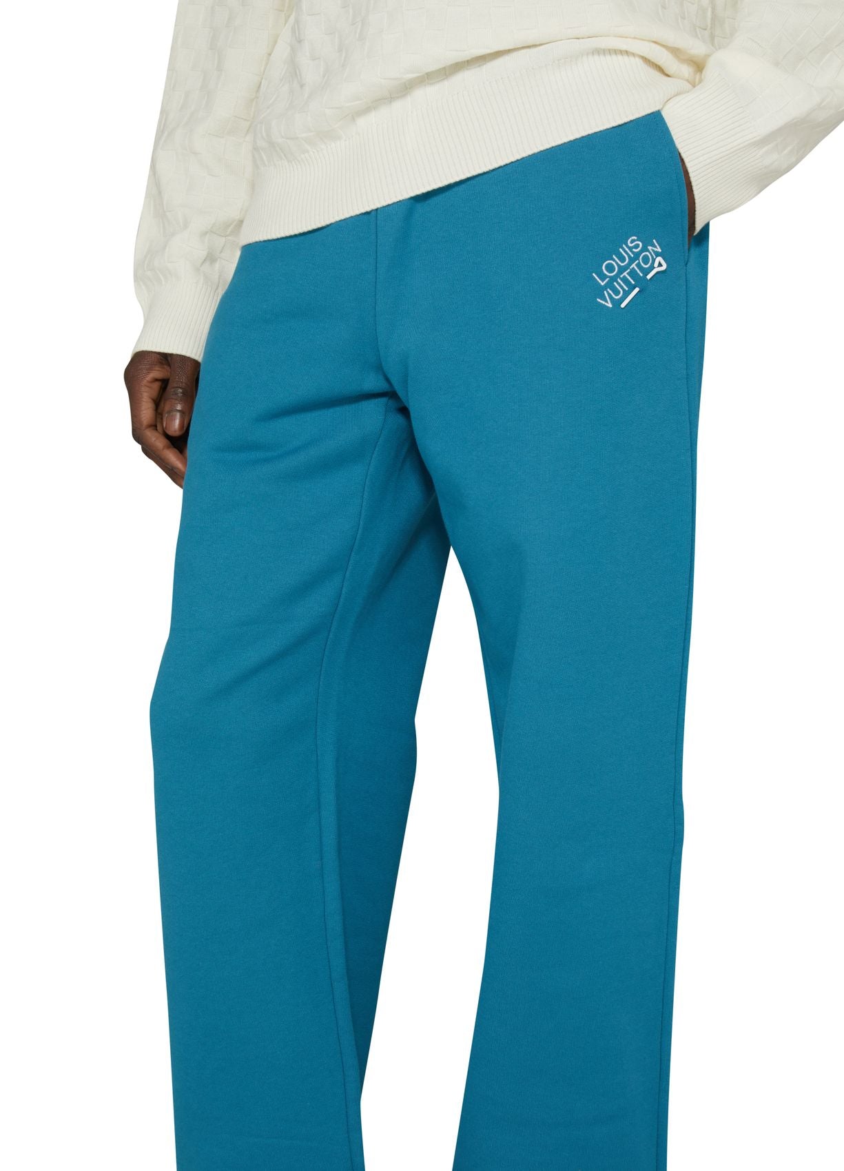 LOUIS VUITTON EMBROIDERED PIN LOGO SWEATPANTS