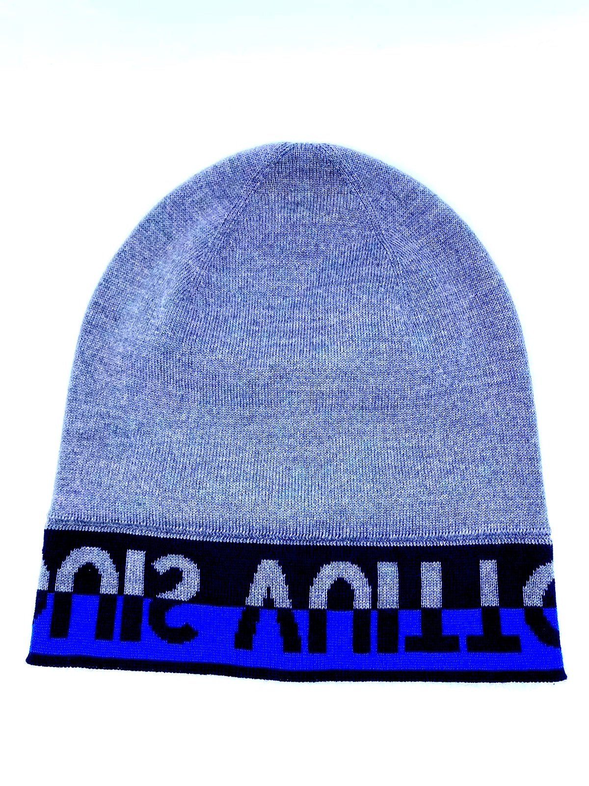 LOUIS VUITTON GREY BLUE HORIZON WOOL BEANIE HAT
