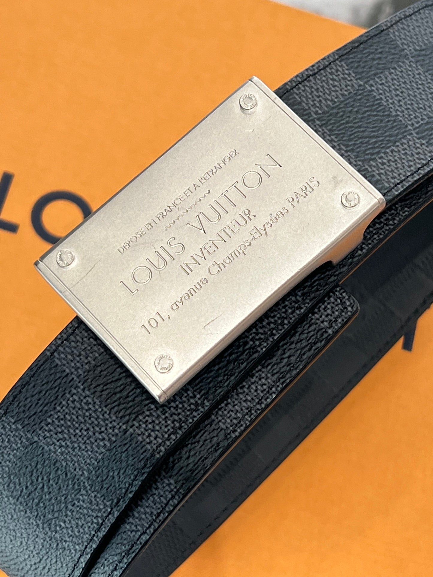 LOUIS VUITTON DAMIER GRAPHITE NEO INVENTEUR REVERSIBLE BELT