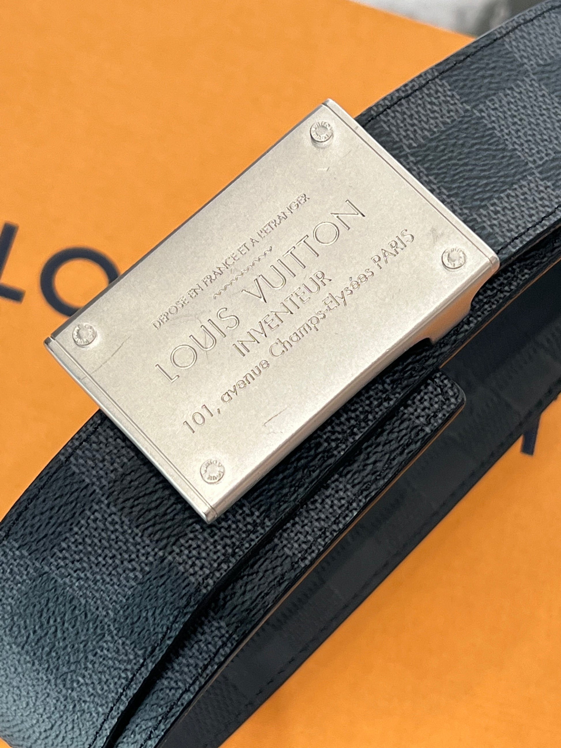 LOUIS VUITTON DAMIER GRAPHITE NEO INVENTEUR REVERSIBLE BELT