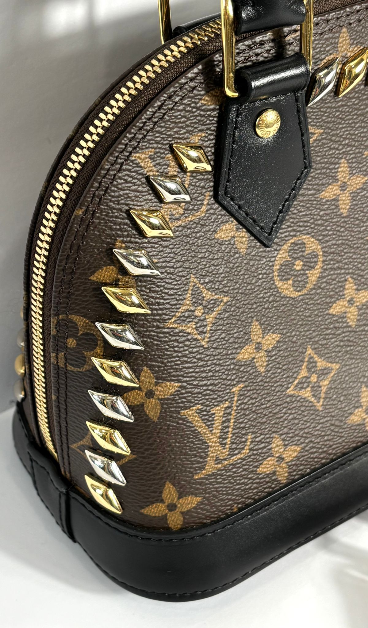 Luxury Women's Handbag | LOUIS VUITTON MONOGRAM MACASSAR STUDDED ALMA BB BAG