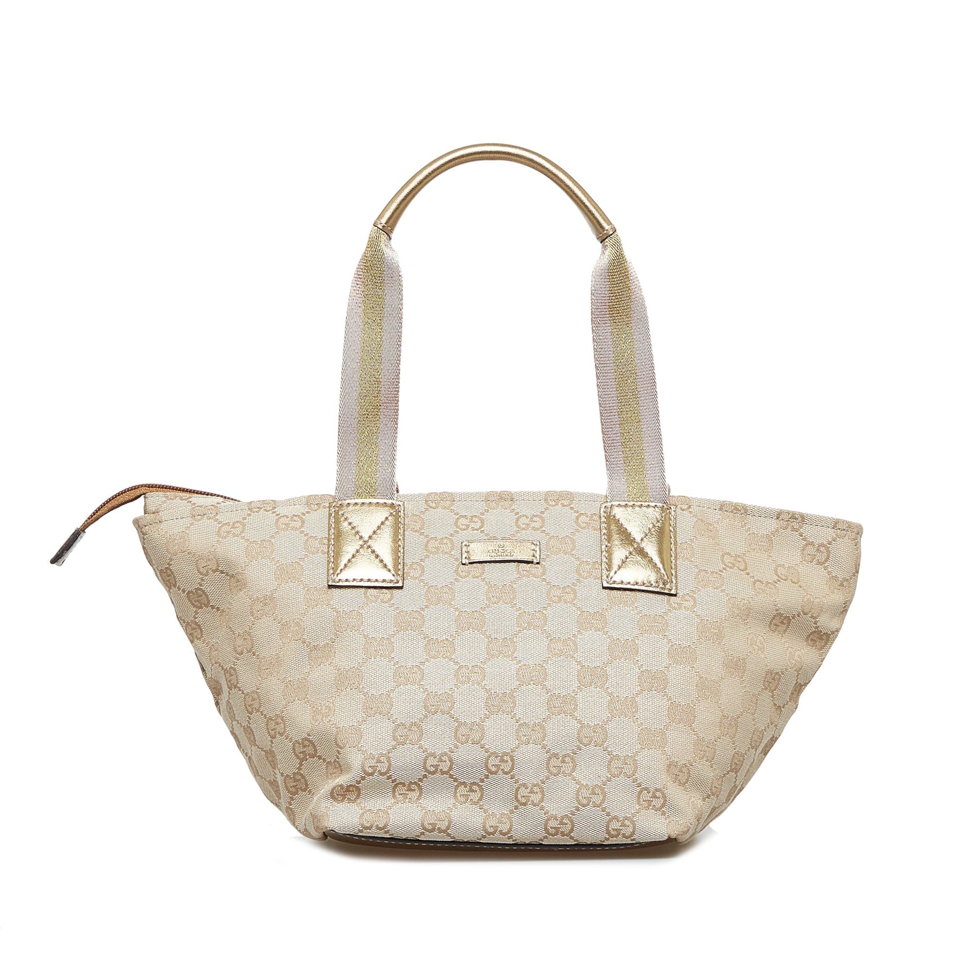 Gucci Web Brown Leather Canvas Tote Style 2