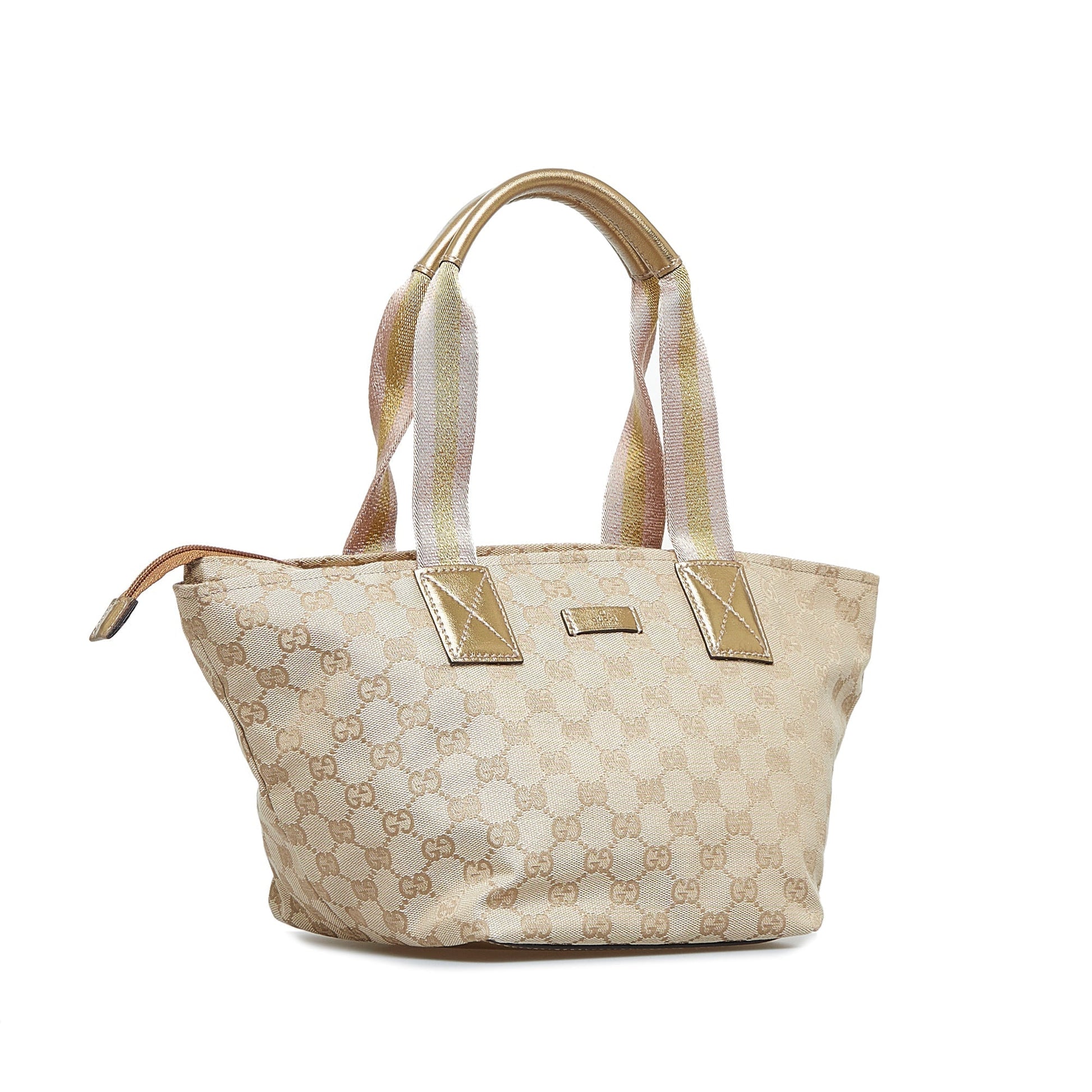 Gucci Web Brown Leather Canvas Tote Style 2