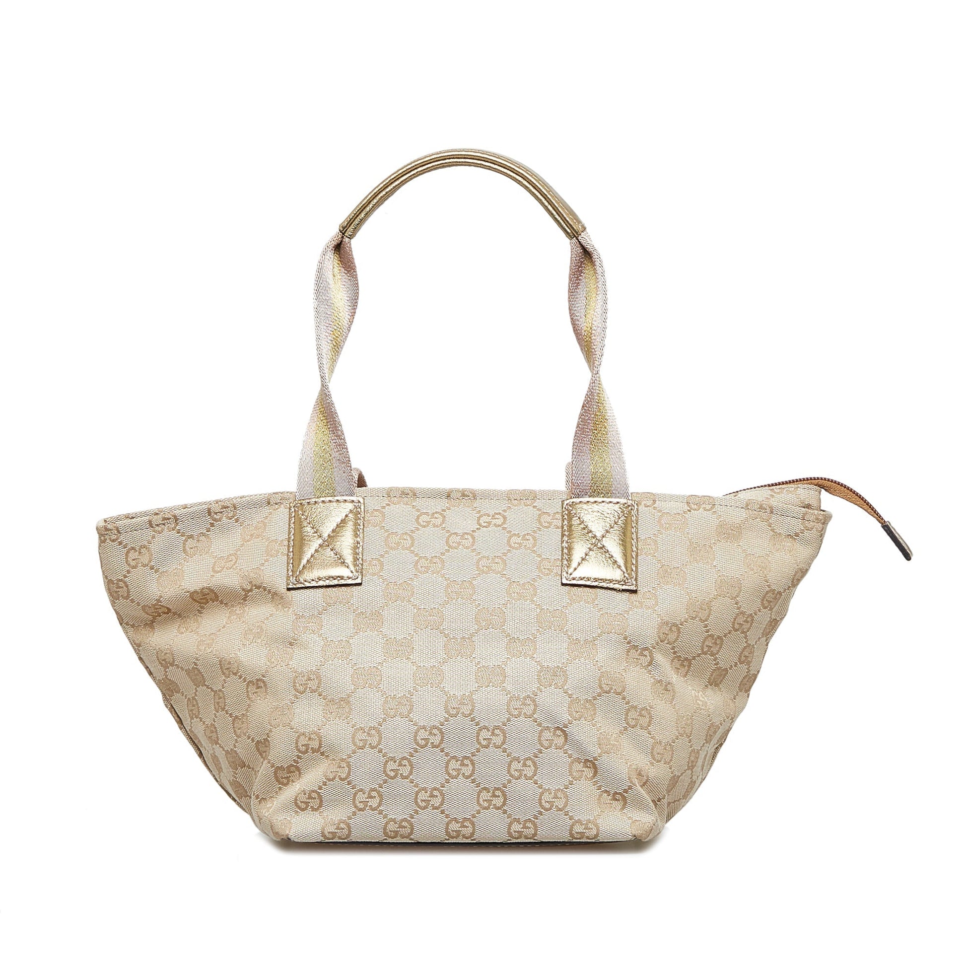 Gucci Web Brown Leather Canvas Tote Style 2