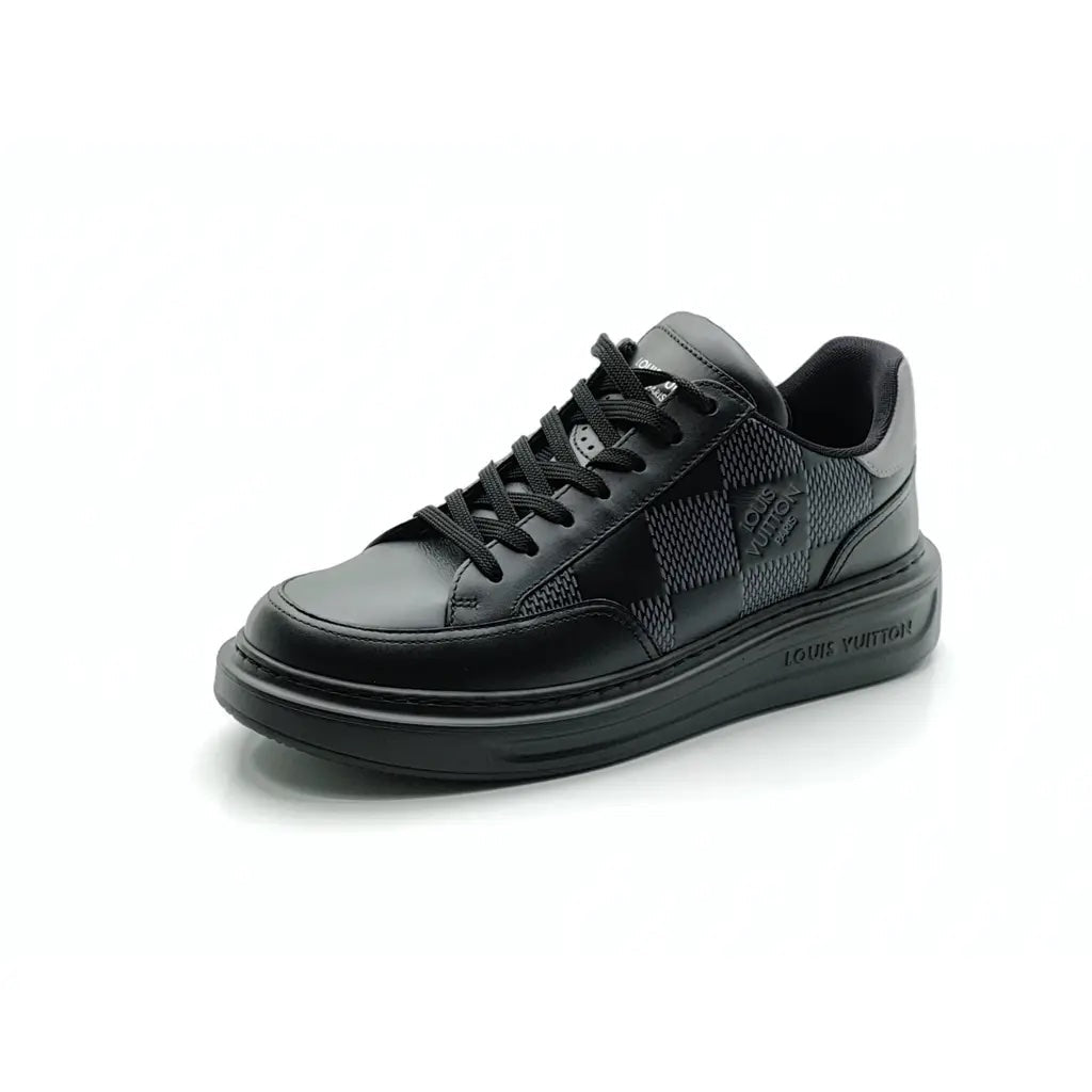LOUIS VUITTON BEVERLY HILLS DAMIER GRAPHITE LEATHER SNEAKERS