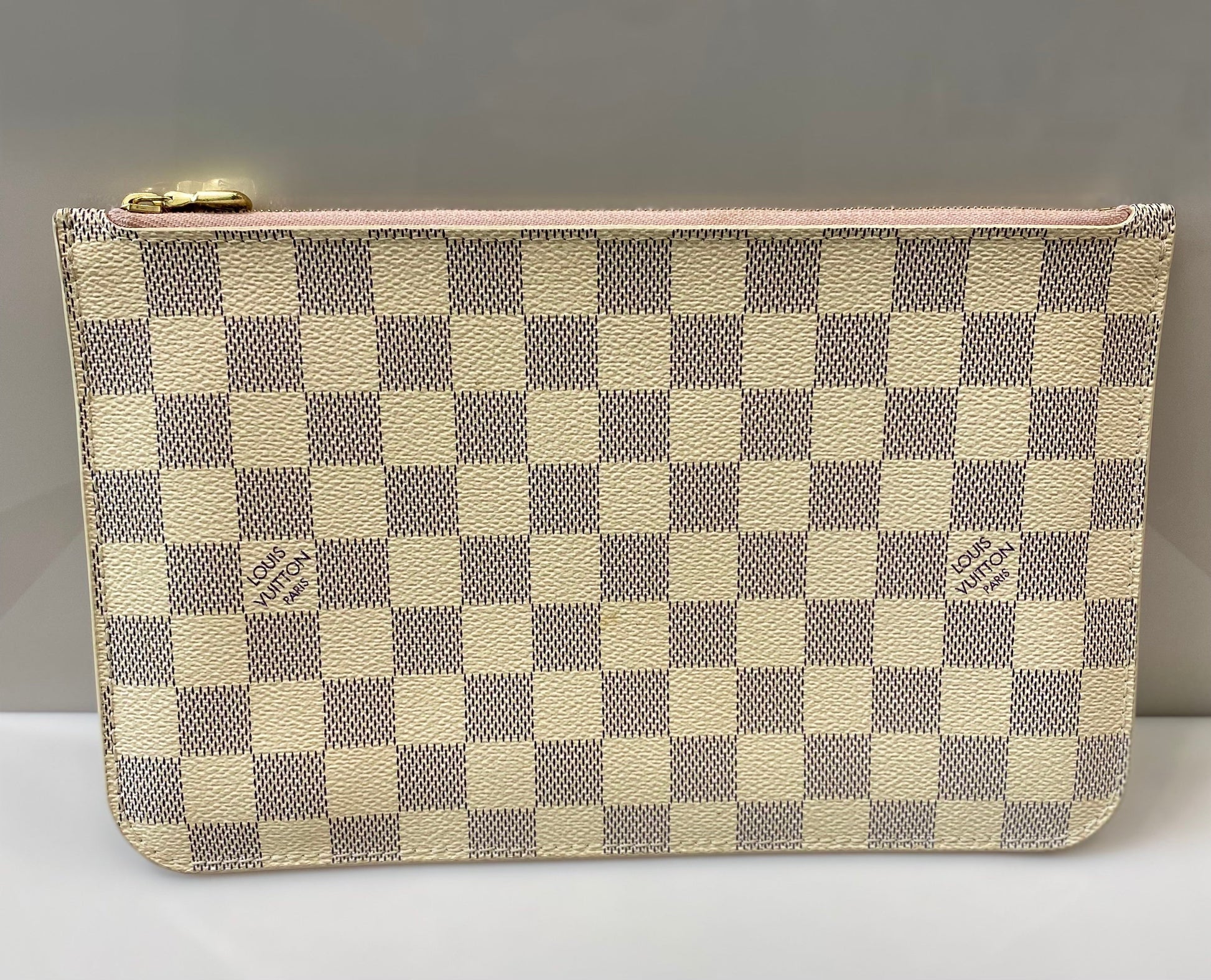 LOUIS VUITTON DAMIER AZUR NEVERFULL POCHETTE ROSE BALLERINE