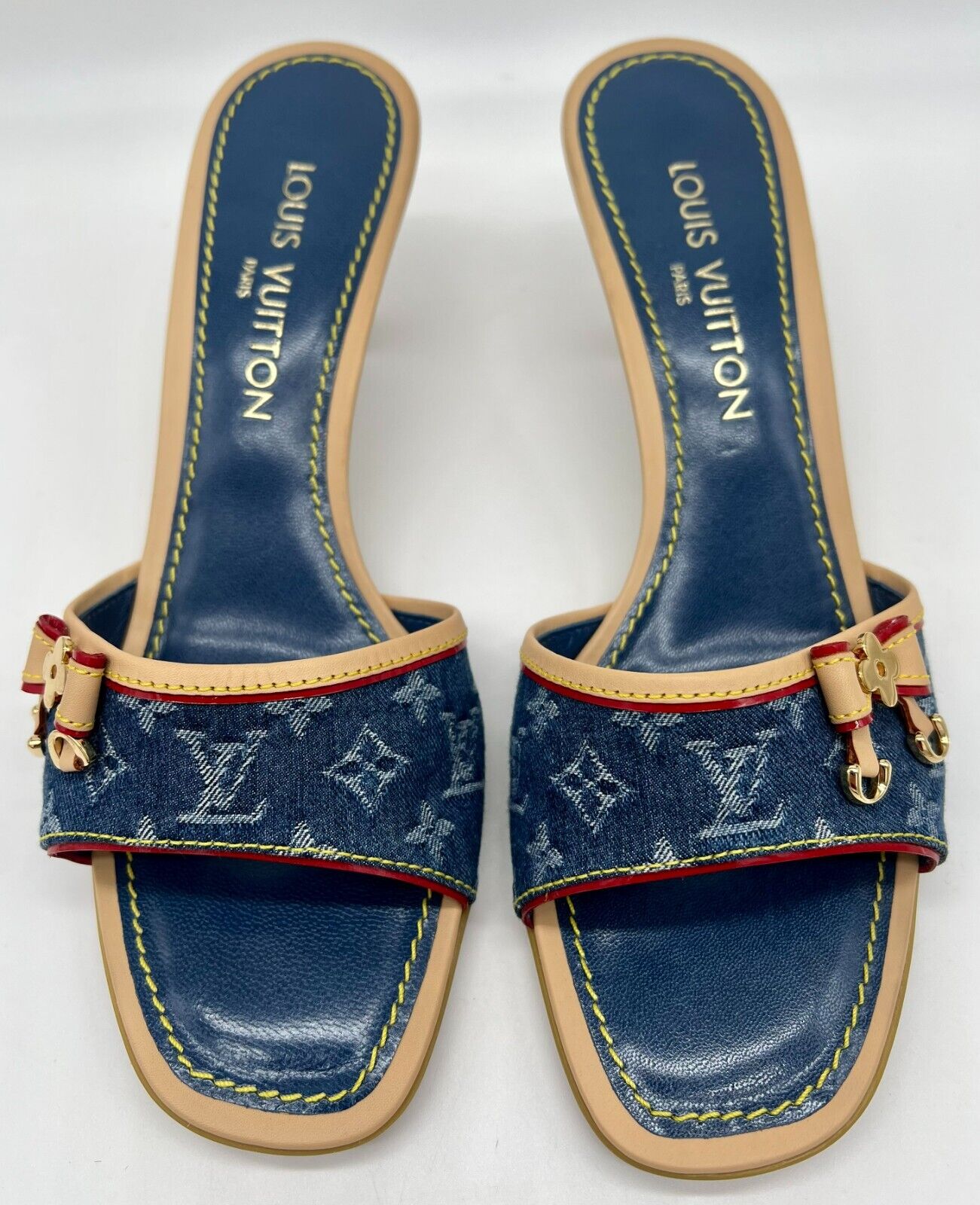LOUIS VUITTON MONOGRAM DENIM INDIGO MULES