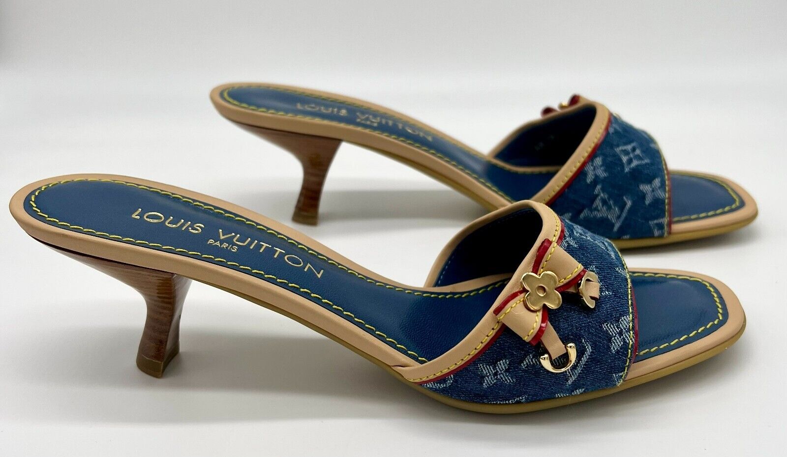 LOUIS VUITTON MONOGRAM DENIM INDIGO MULES