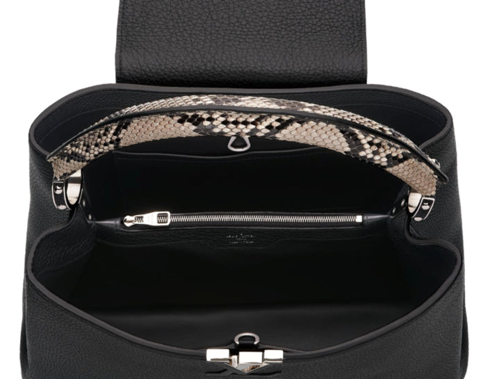 LOUIS VUITTON TAURILLON LEATHER & PYTHON SKIN CAPUCINES MM-HS