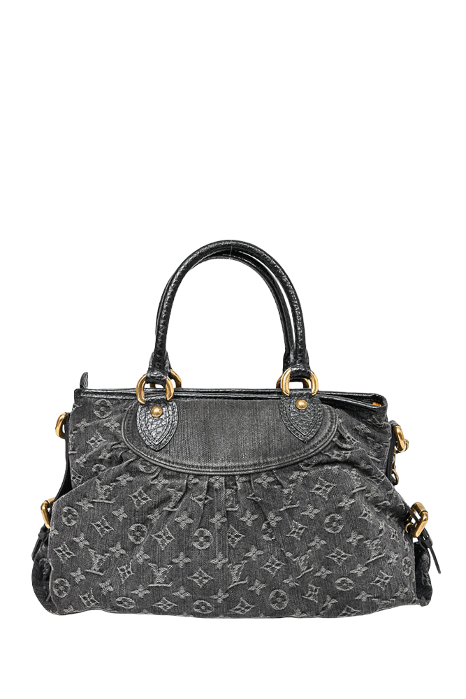 Louis Vuitton Dark Grey Monogram Denim 'Cabby' Zip Bag with Strap