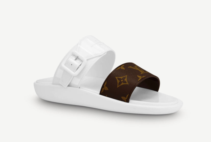 LOUIS VUITTON MONOGRAM STRAP SUNBATH MULES