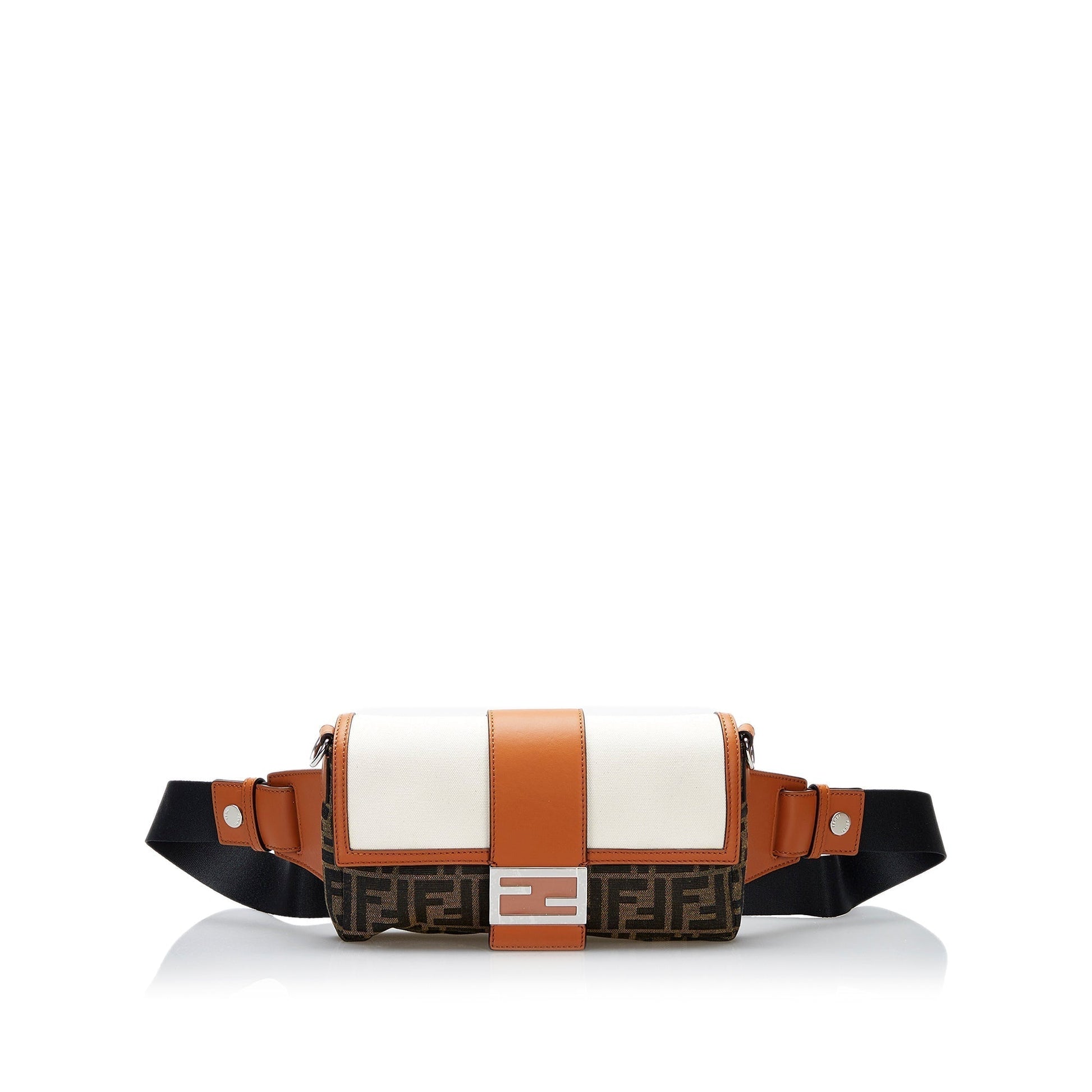 Fendi Zucca Baguette Convertible Belt Bag Brown Canvas Leather