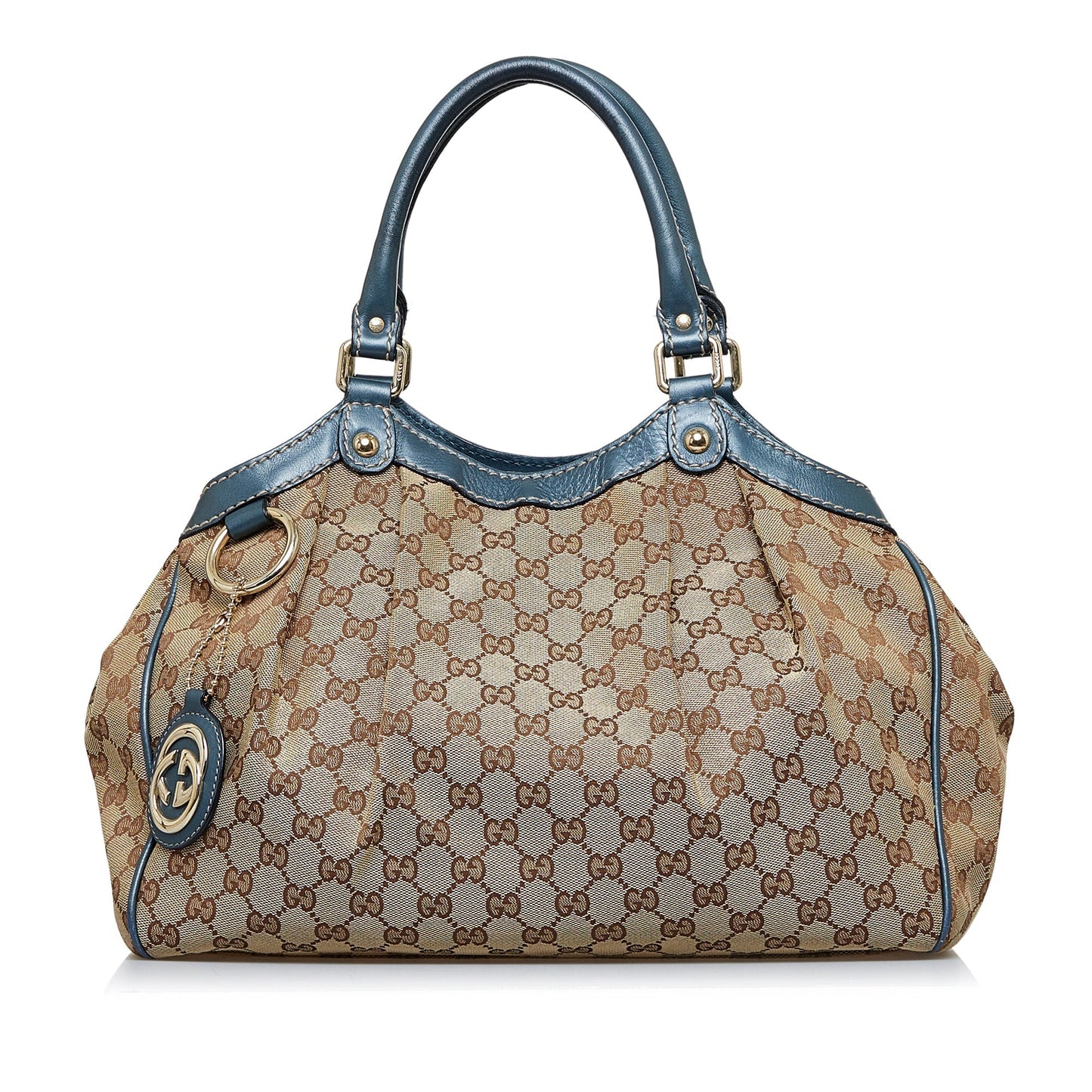 Gucci Sukey Brown Leather Canvas Tote Style 3