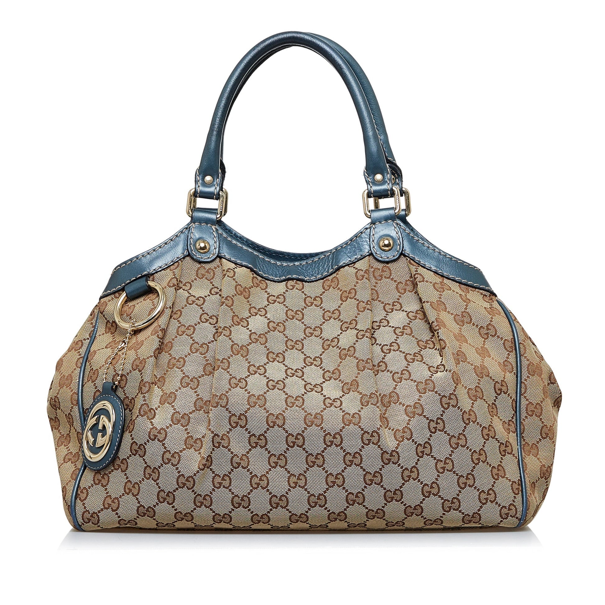 Gucci Sukey Brown Leather Canvas Tote Style 3