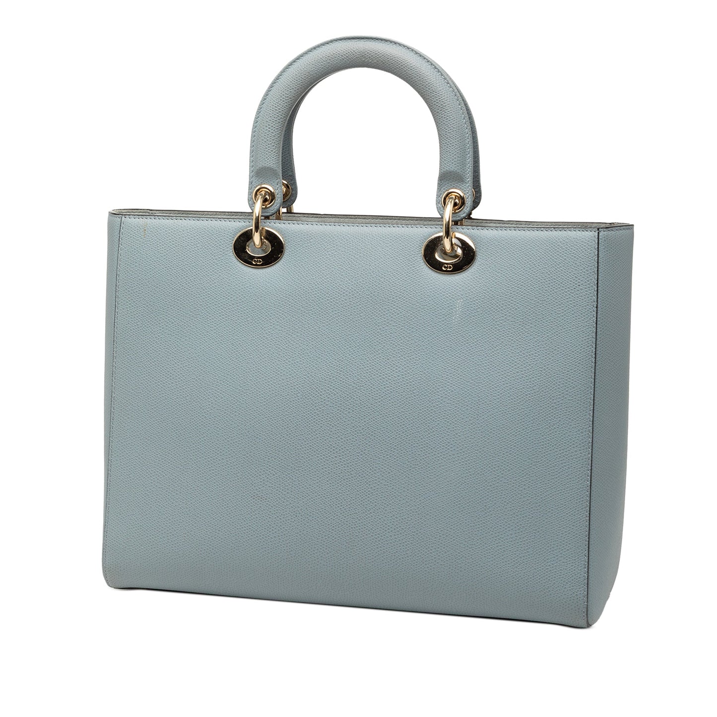 Blue Dior Large Grained Calfskin Lady Dior Satchel