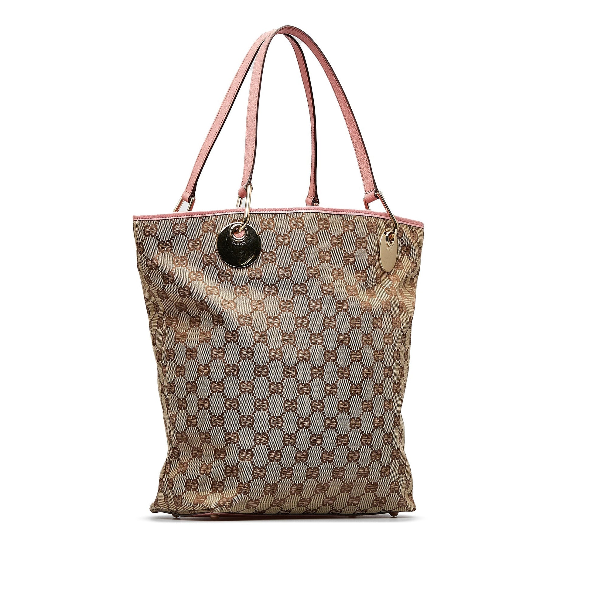 Gucci Brown Leather Canvas Tote Style 24