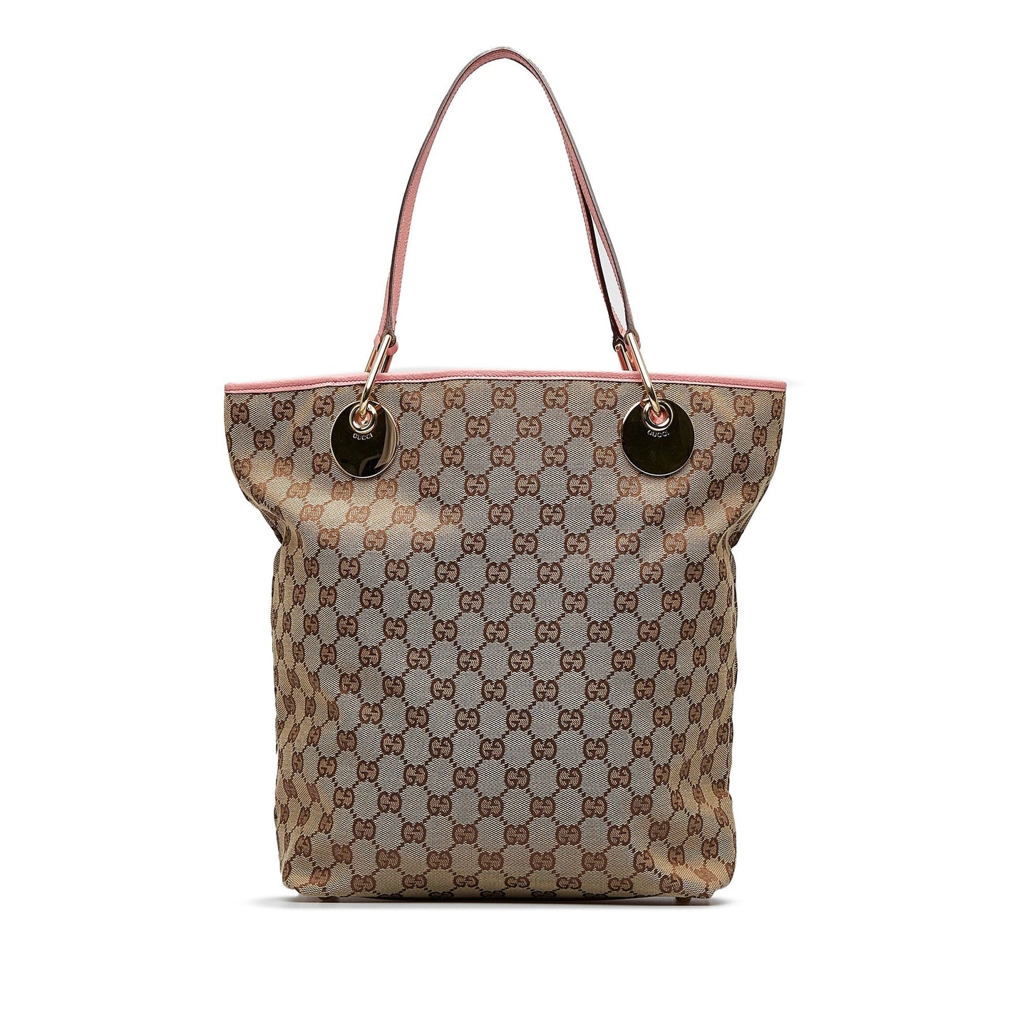 Gucci Brown Leather Canvas Tote Style 24