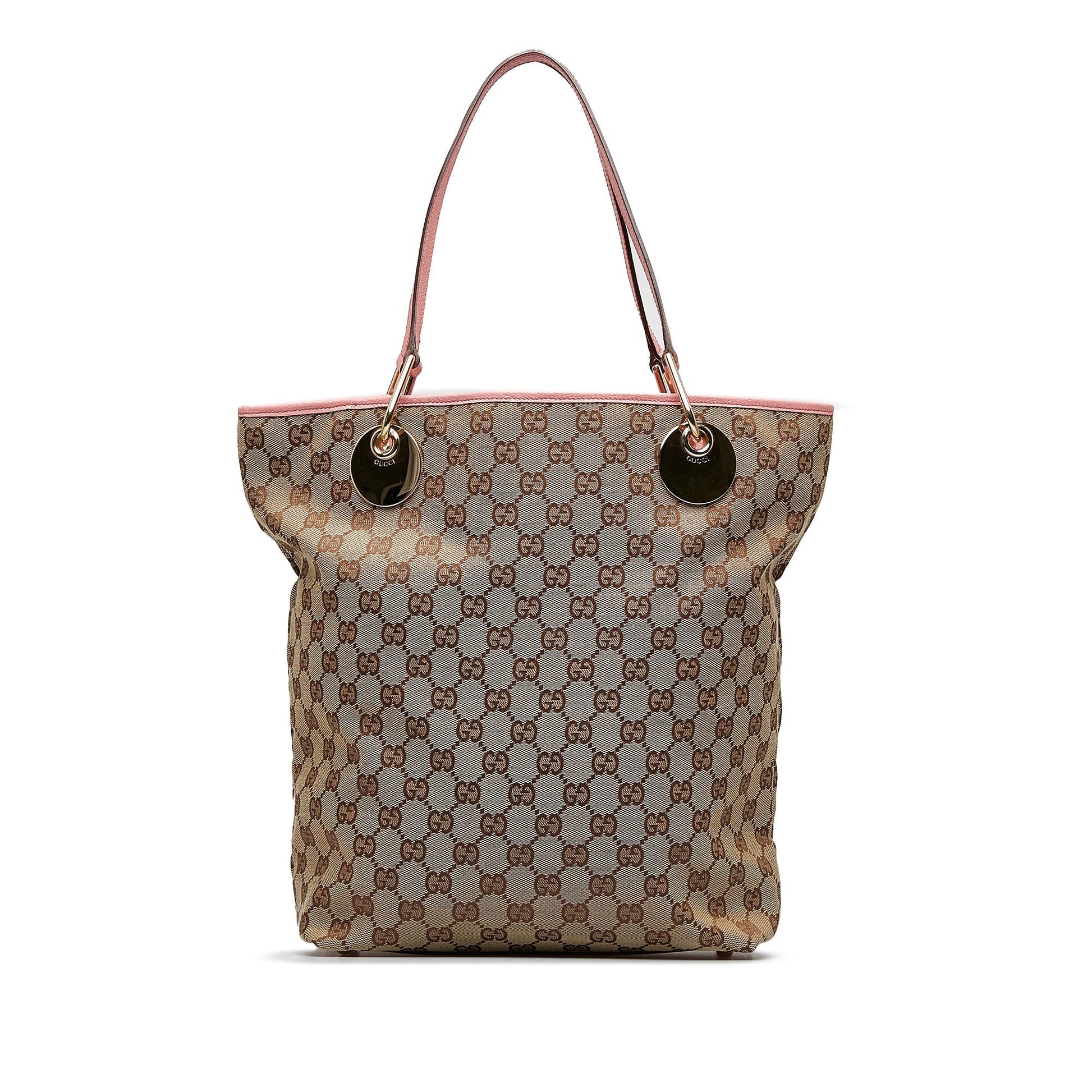 Gucci Brown Leather Canvas Tote Style 24