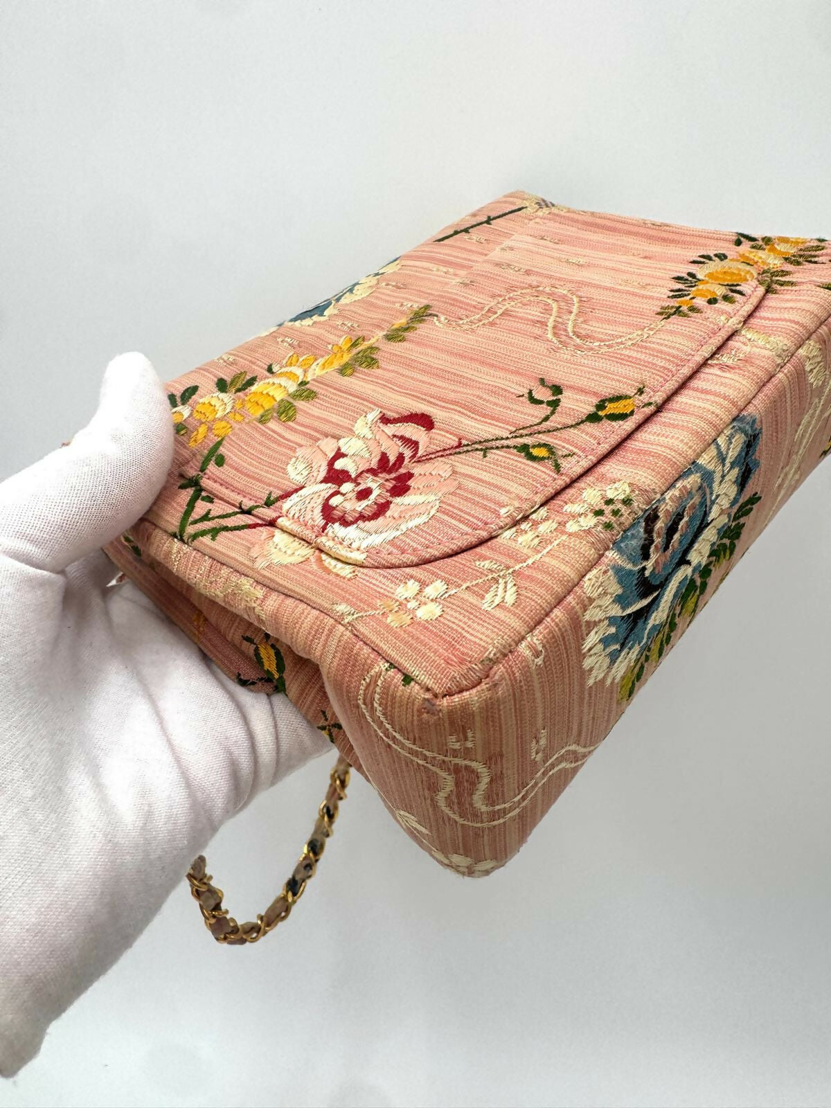 Chanel Pink Brocade Mini Square