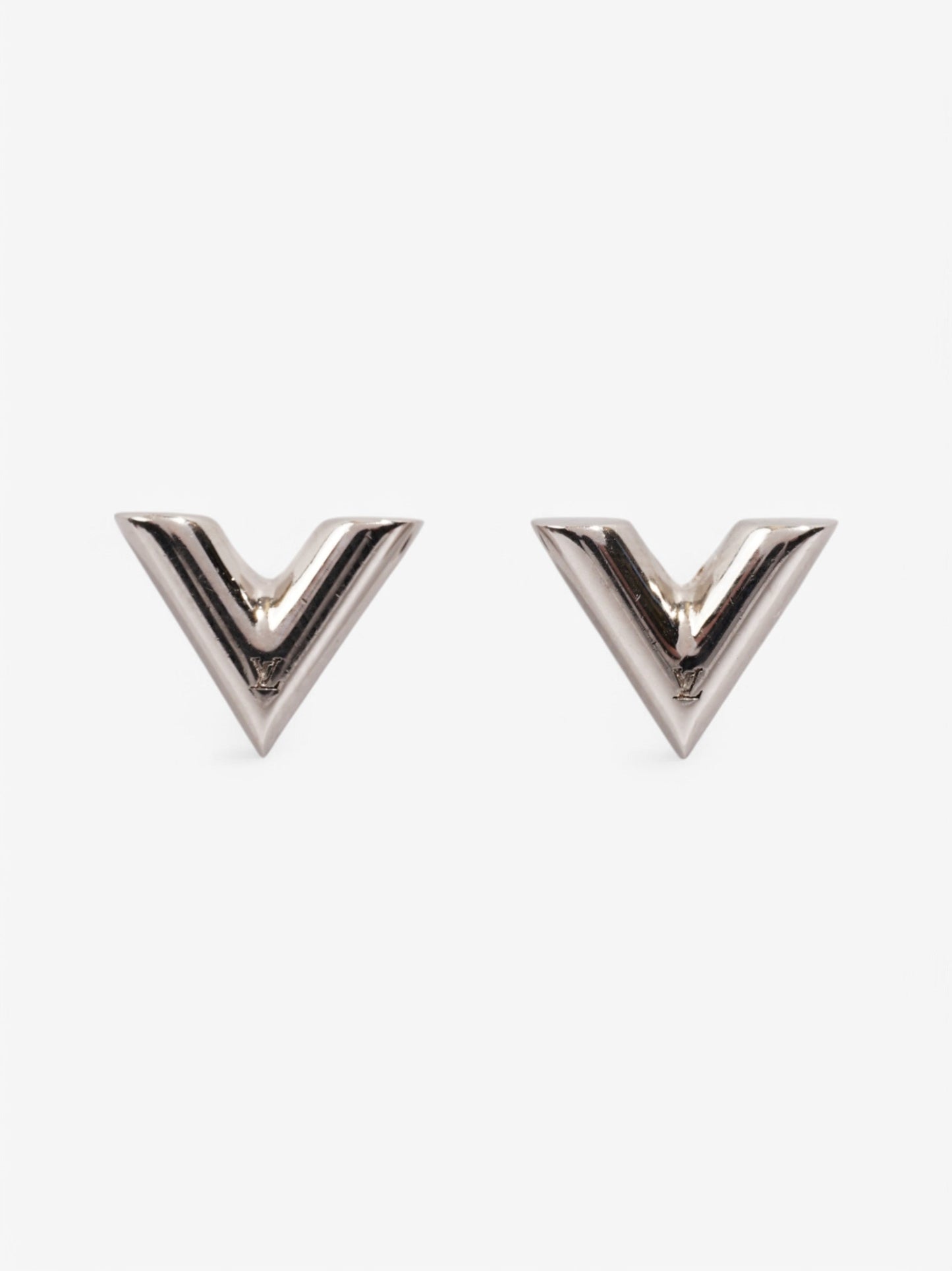 Louis Vuitton Essential V Stud Earrings Silver Base Metal