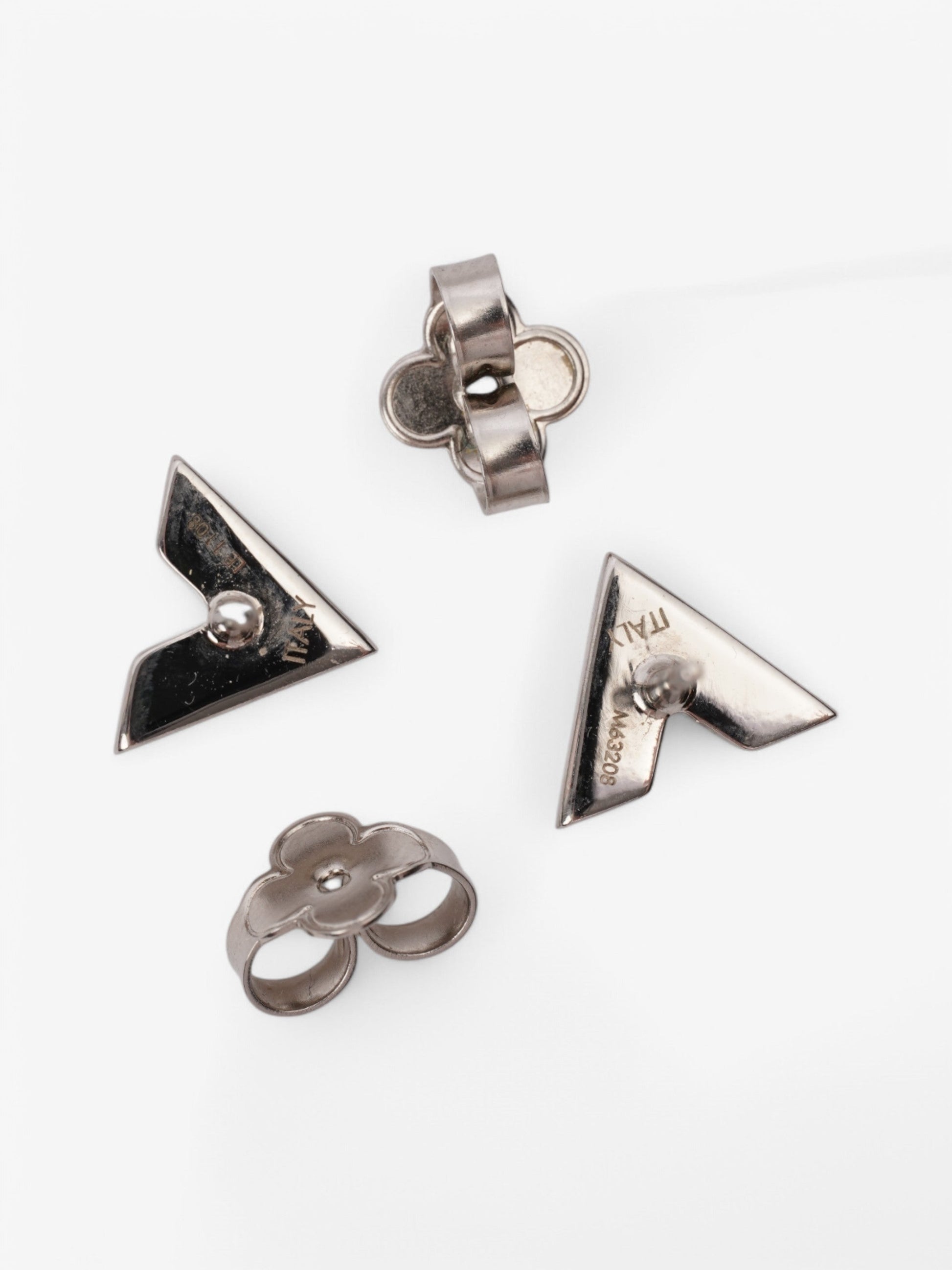 Louis Vuitton Essential V Stud Earrings Silver Base Metal