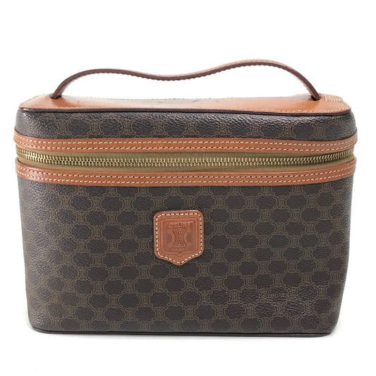 CELINE Vanity bag Leather / PVC Brown Macadam Makeup pouch Cosmetics Pouch Women