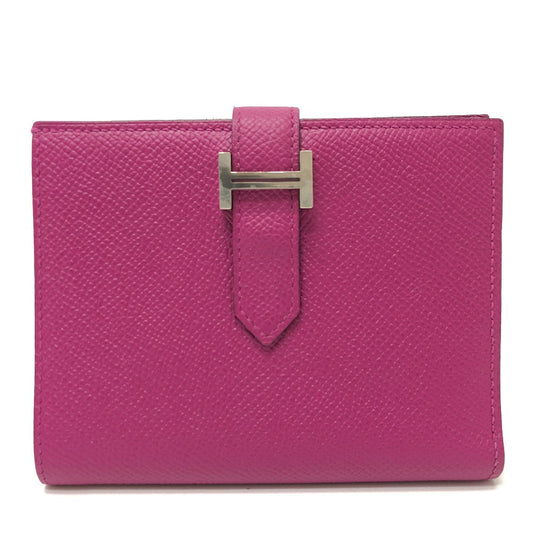 HERMES Folded wallet Epsom purple HMetal Bean compact