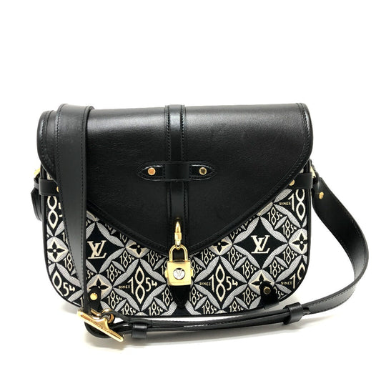 LOUIS VUITTON Shoulder Bag Canvas / leather Black / Navy Since1854 Neo Saumur MM Women