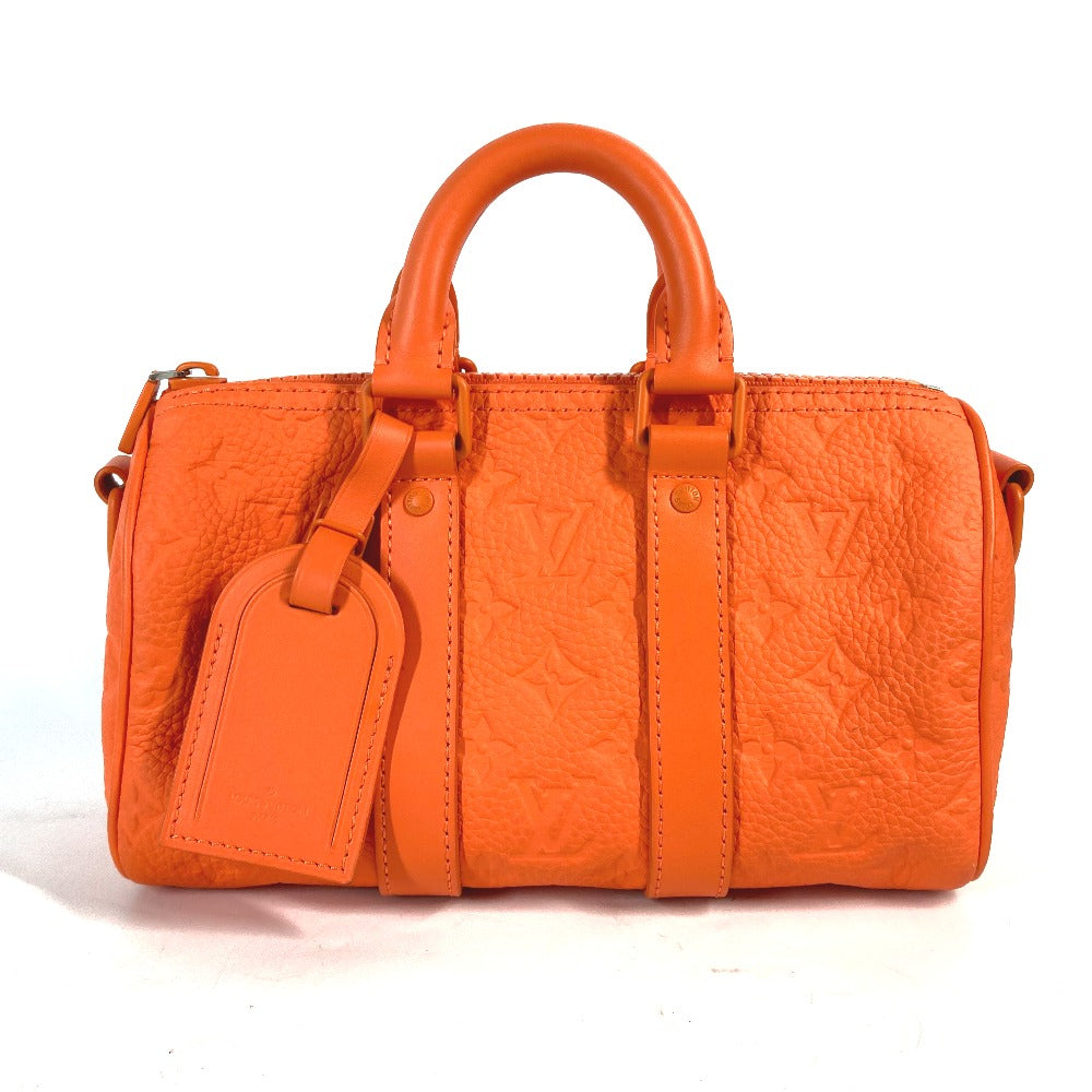 LOUIS VUITTON Handbag Taurillon Clemence Leather Orange Monogram Keepall bandouliere25 mens