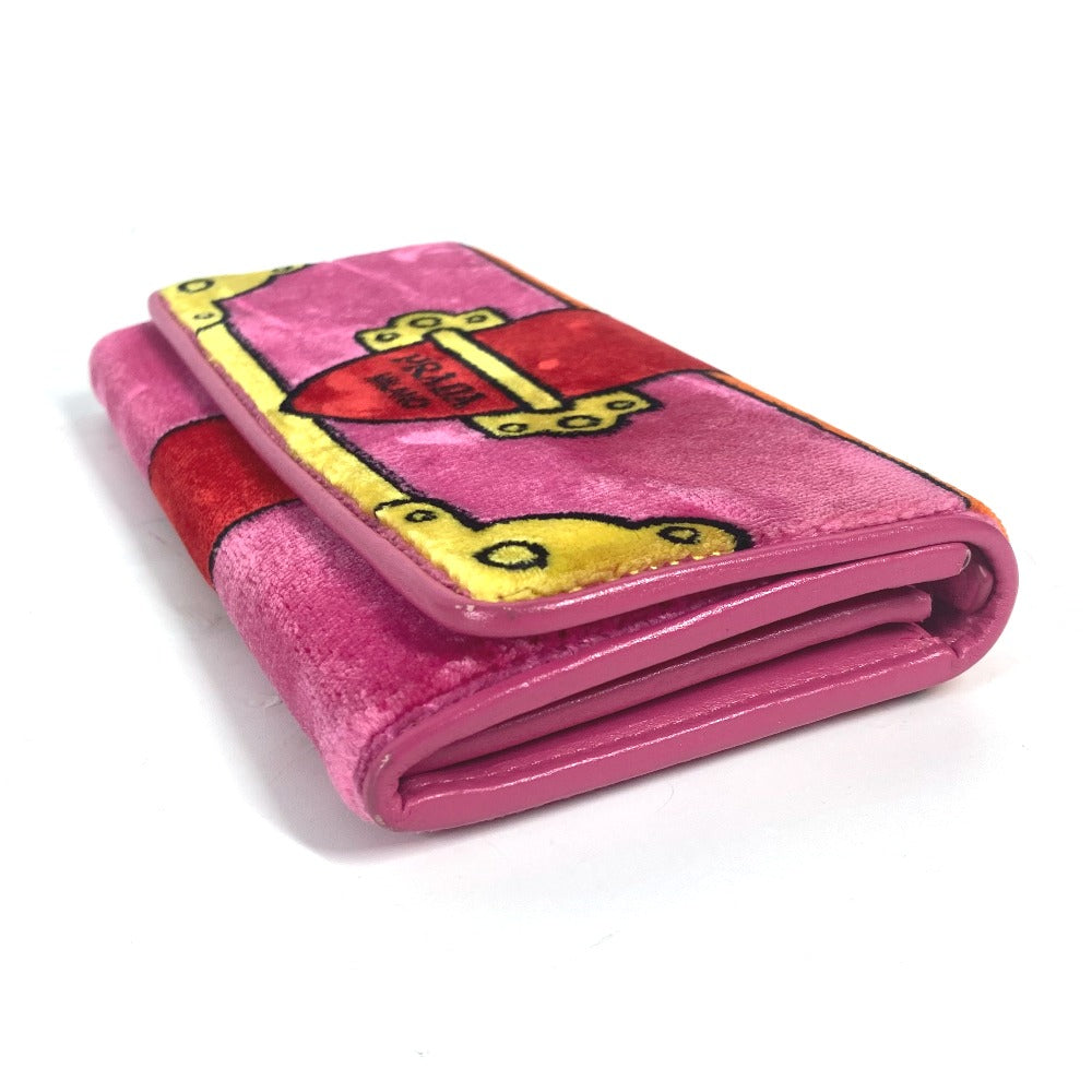 PRADA Long Wallet Purse 1MH019 velvet pink Long wallet logo Women