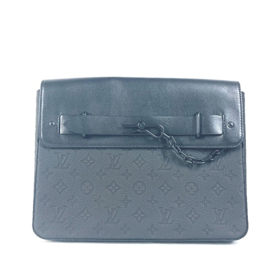 LOUIS VUITTON Clutch bag Taurillon Clemence Leather black Taurillon Clemence Monogram pochette steamer unisex(Unisex)