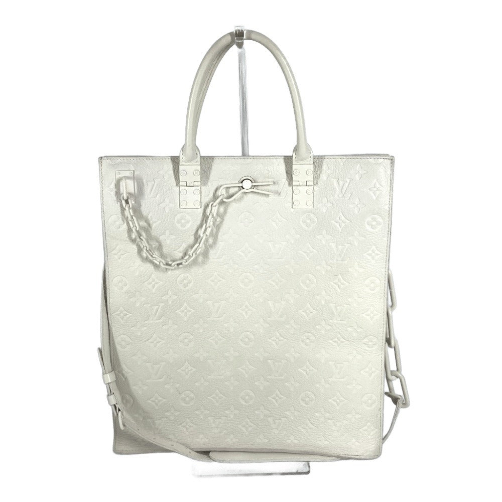 LOUIS VUITTON Handbag Taurillon Clemence Leather white Monogram Taurillon Clemence Sac Plat unisex(Unisex)