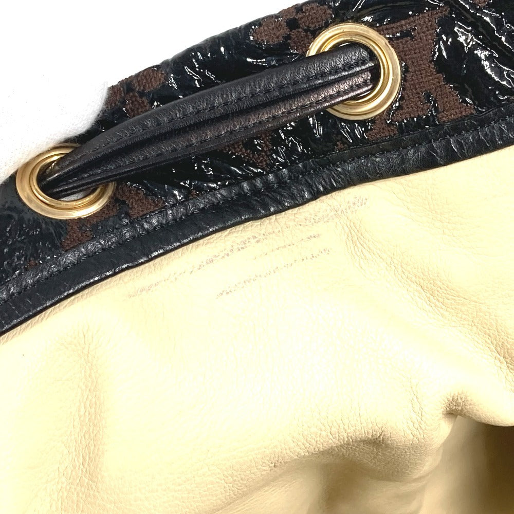 LOUIS VUITTON Shoulder Bag Leather/Canvas, Plastics black Monogram Elvinyl Squeeze