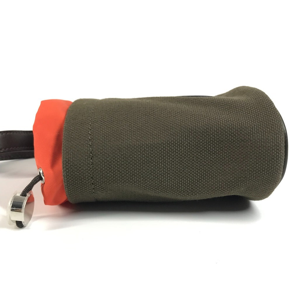 HERMES Pouch Leather / coated canvas khaki Dog Treat Pouch