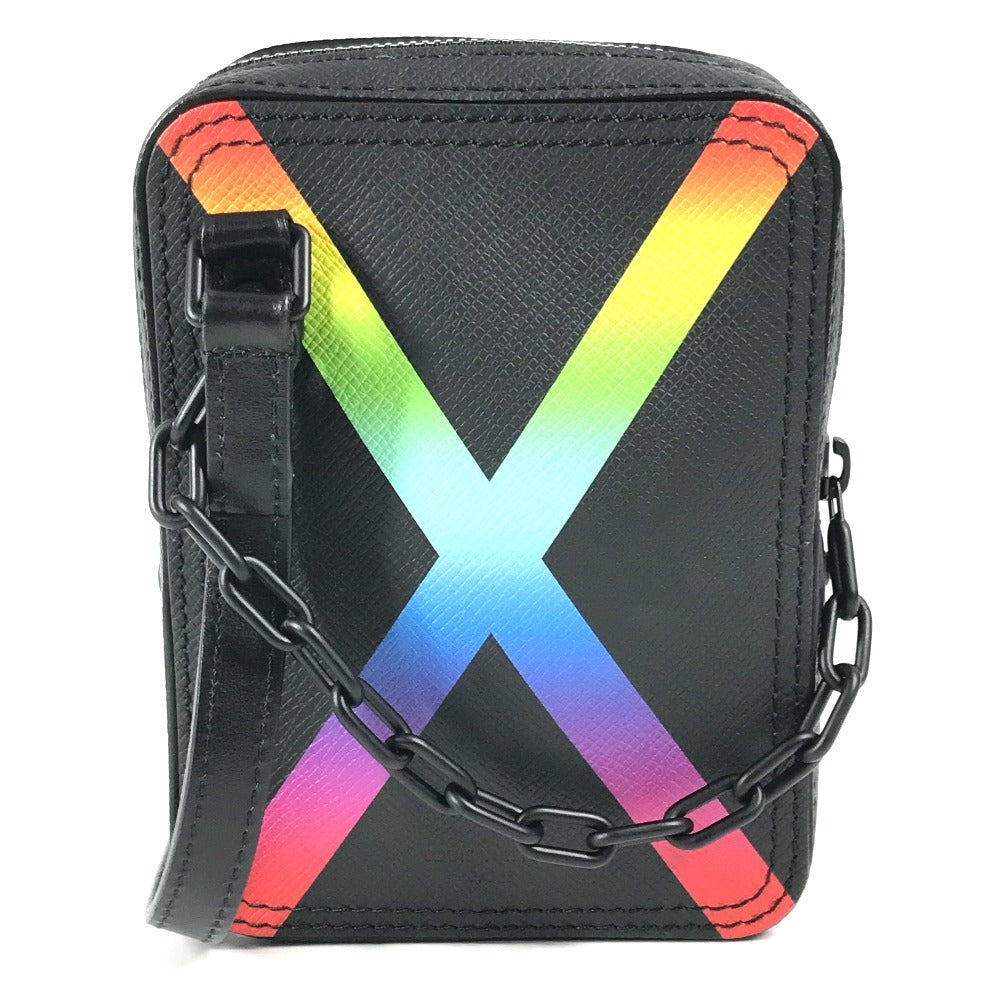 LOUIS VUITTON Shoulder Bag Taiga Leather black Taiga rainbow Danube Messenger