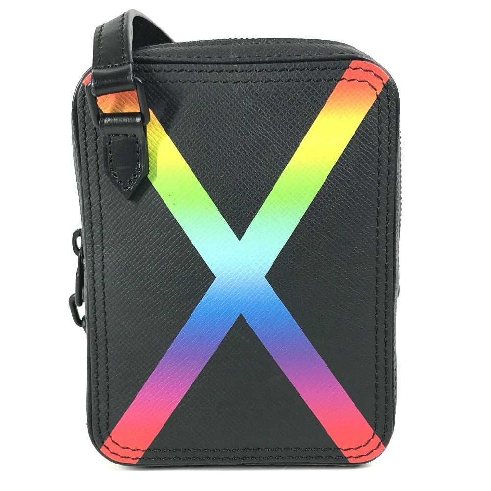 LOUIS VUITTON Shoulder Bag Taiga Leather black Taiga rainbow Danube Messenger
