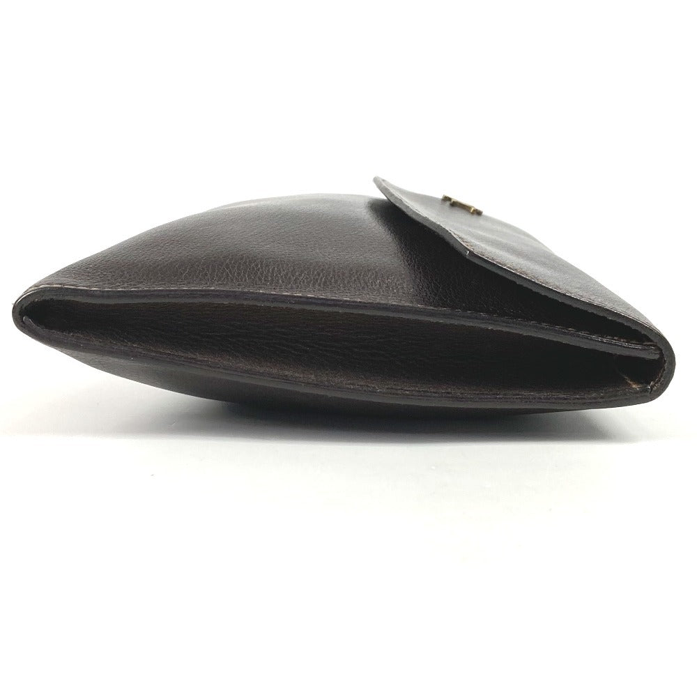 HERMES Clutch bag leather Brown logo