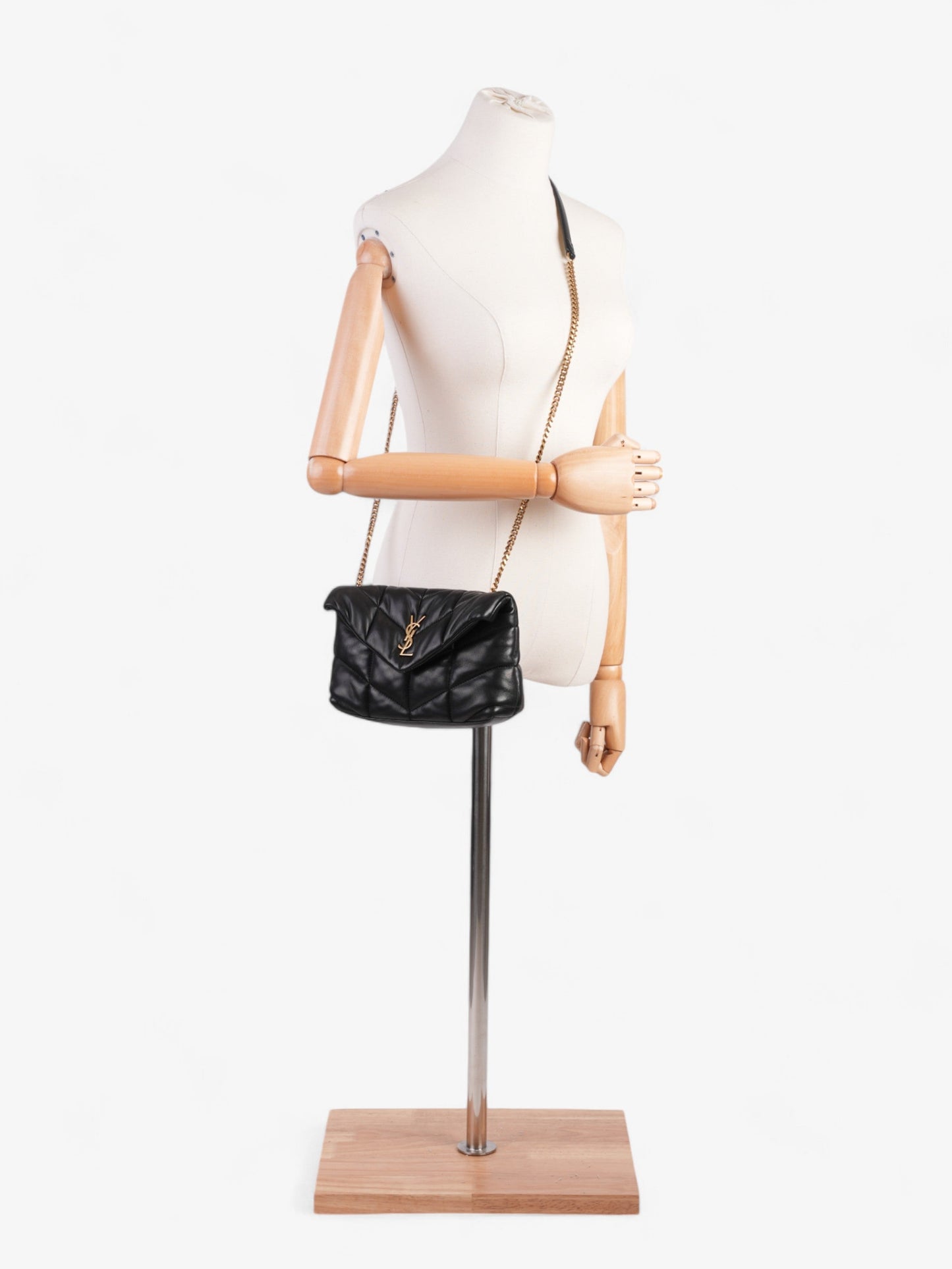 Saint Laurent Lou Lou Puffer Black Calfskin Leather Small
