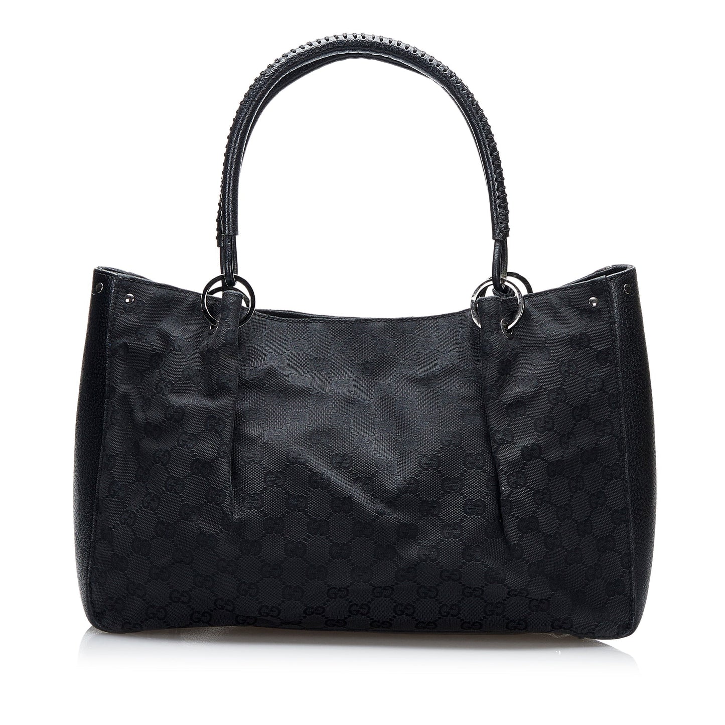 Gucci Black Leather Canvas Tote Style 30
